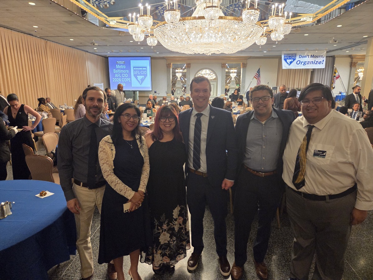 James with supporters at AFL-CIO COPE event