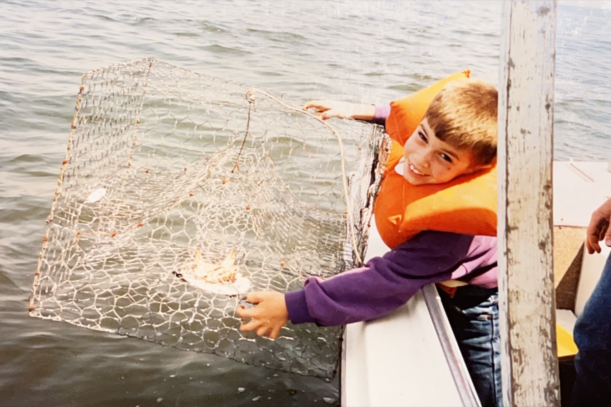 Young James crabbing on the Chesapeake Bay