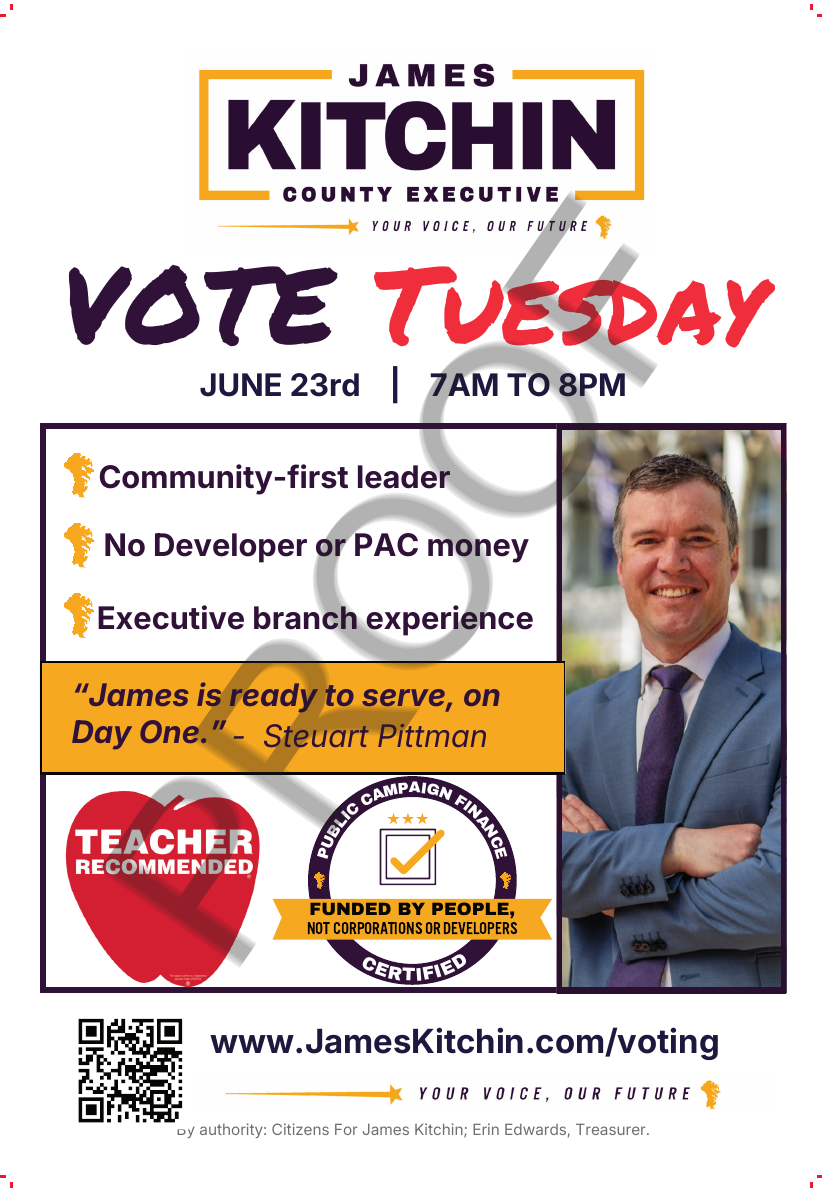 Vote Tuesday flyer for June 23 Election Day